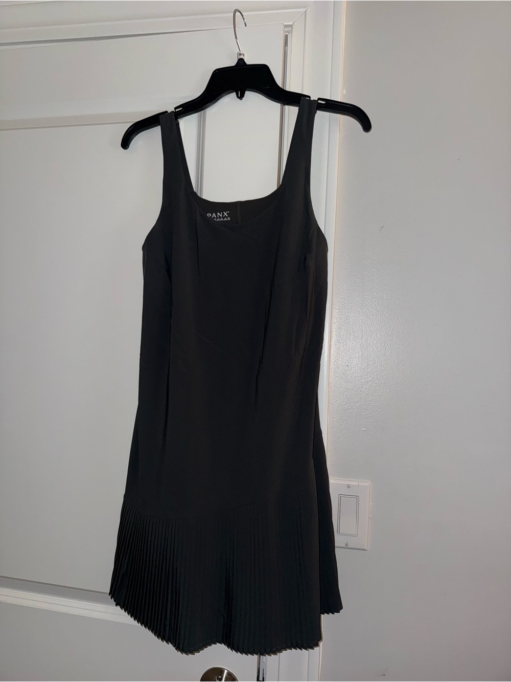 SPANX Black Sleeveless Pleated-Hem Mini Dress